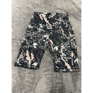 Bike‎ Shorts High Waist Athletic Yoga Activewear Pockets Paint Splatter small